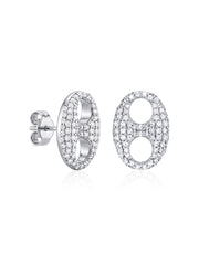 Rhodium Halo Stud Earrings