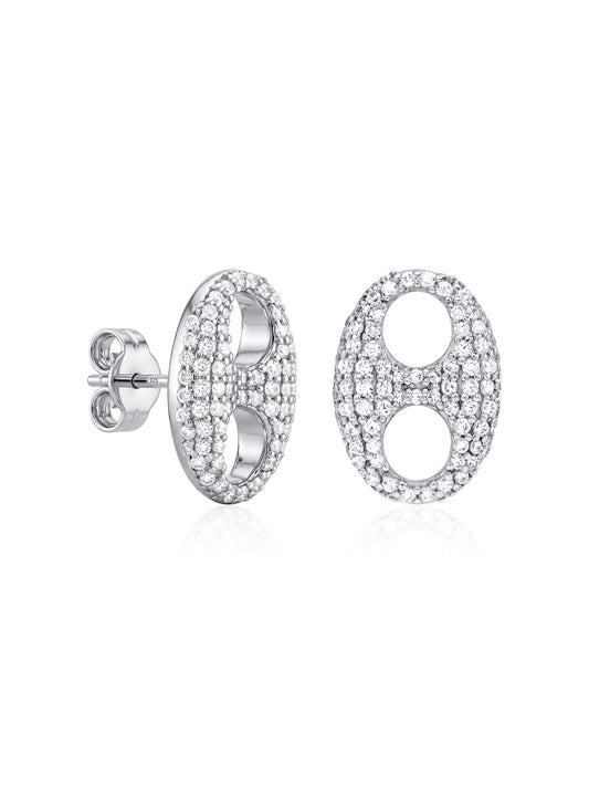 Rhodium Halo Stud Earrings