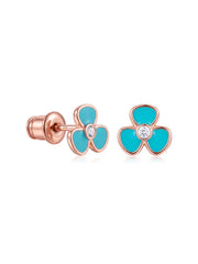 Turquoise Clover Kids Studs