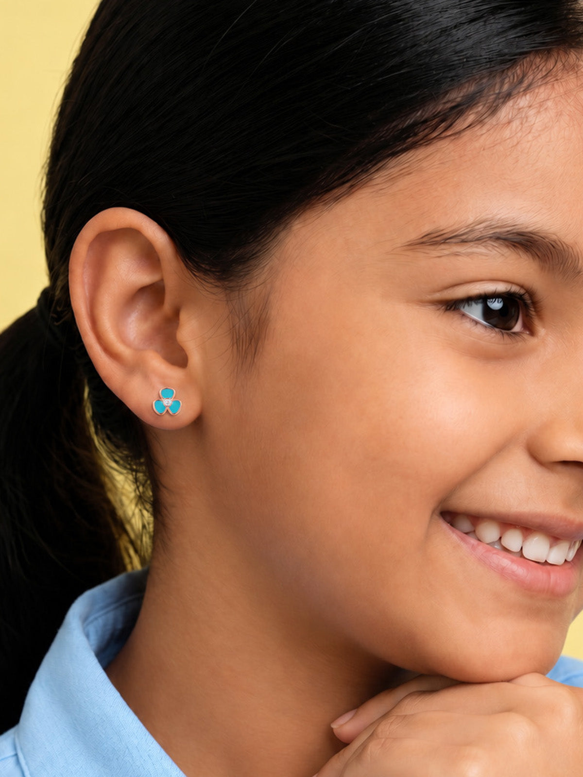 Turquoise Clover Kids Studs