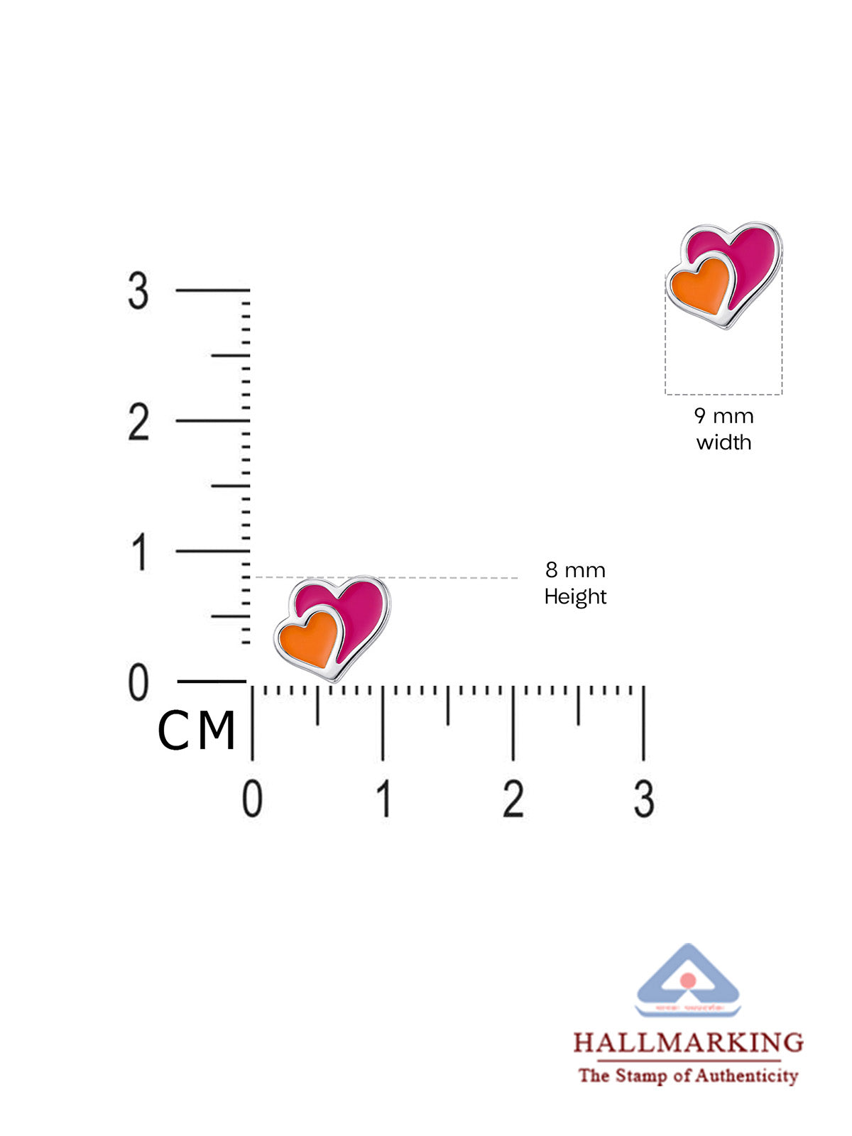 Double Heart Enamel Stud Earrings