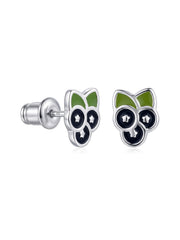 Enamel Blueberry Silver Kids Stud Earrings