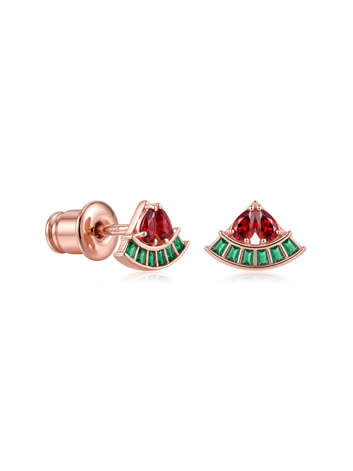 Watermelon Gemstone Rose Gold-Plated Kids Stud Earrings