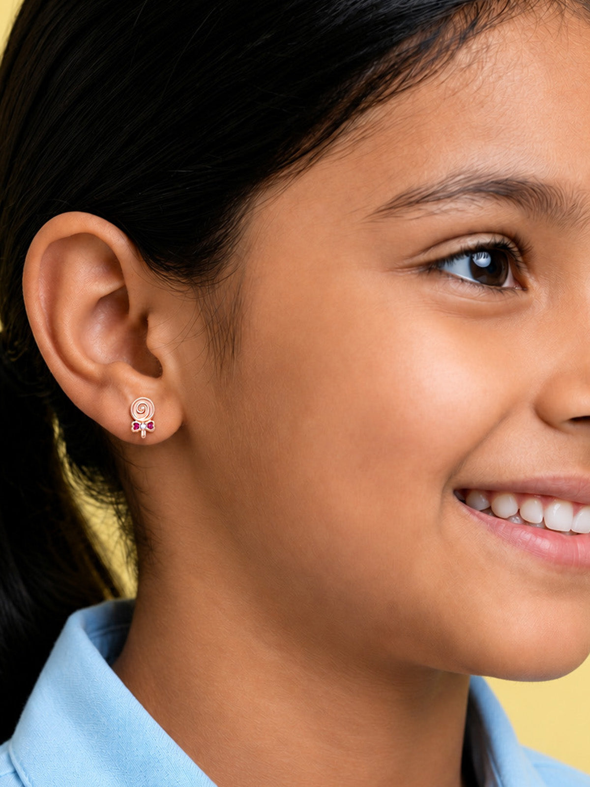 Rose Gold Spiral Kids’ Stud Earrings