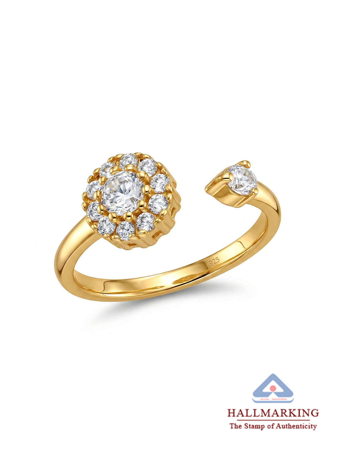 Zircon Detailed Floral Ring in Flash Gold