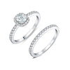 925 Sterling Silver Rhodium Plated Cubic Zirconia Bridal Sets Halo Engagements Promise Band Finger Rings for Women