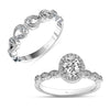 925 Sterling Silver Zirconia Rhodium-Plated Oval Classic Engagement Ring Wedding Band for Women