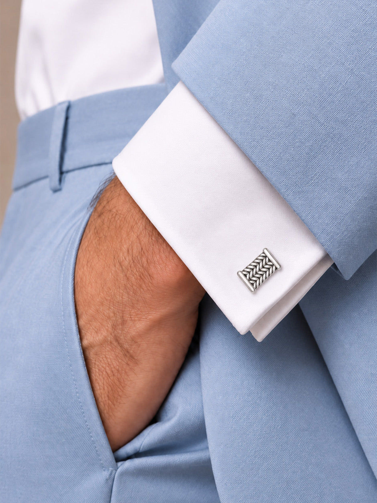Zigzag Chevron Rectangle Men's Cufflinks
