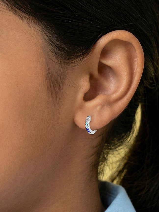 Rhodium CZ Extra Small Huggie Hoops for Kids