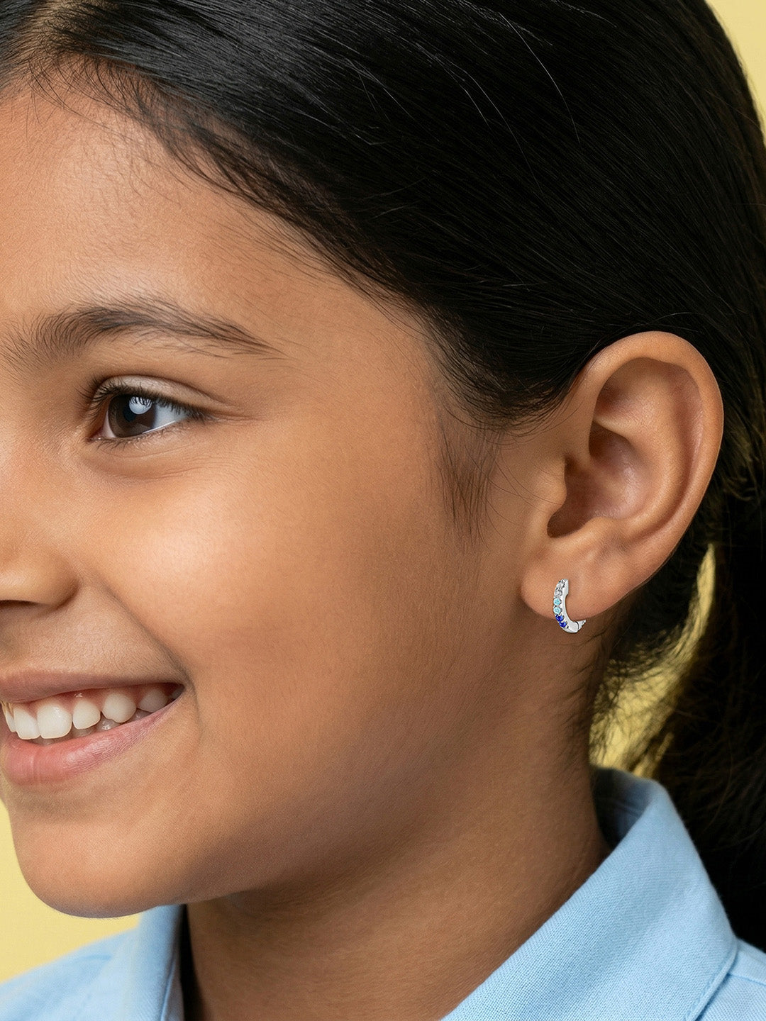 Rhodium CZ Extra Small Huggie Hoops for Kids