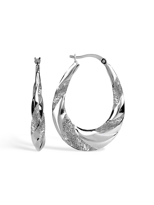 Pear shape silver hoops