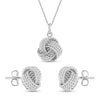 925 Sterling Silver Love Knot Stud Earring and Pendant Necklace Set for Women