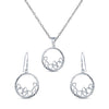 925 Sterling Silver Diamond Cut Multi Heart Disc Charm Pendant Earring Set for Women and Girls