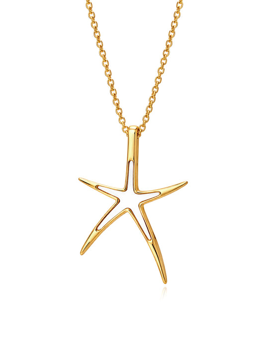 Gold Starfish Pendant Necklace for Women
