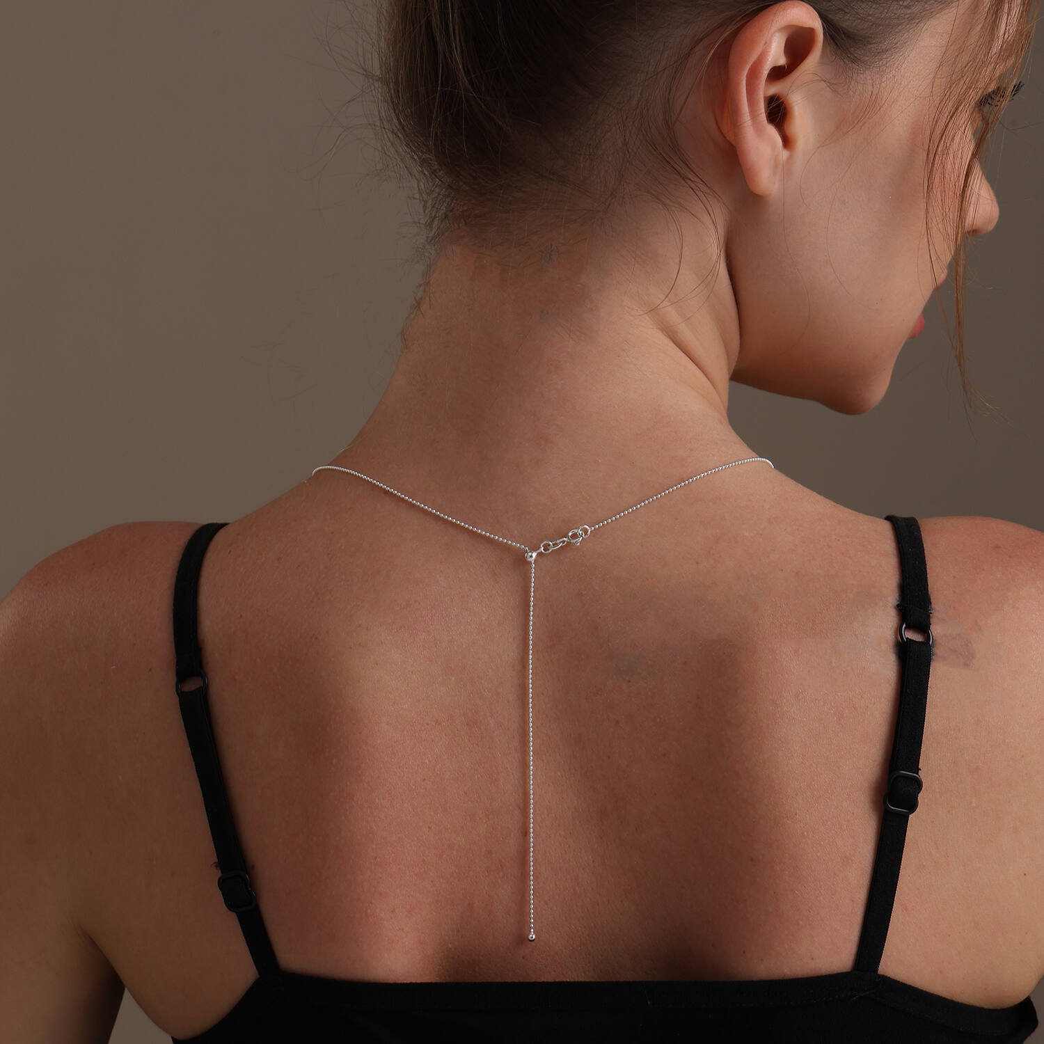 925 Sterling Silver Italian Adjustable Ball Chain Necklace for Women 61 CM