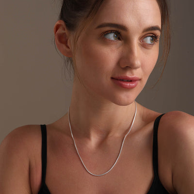 925 Sterling Silver Italian Adjustable Fox Tail Spiga Chain Necklace for Women 61 CM