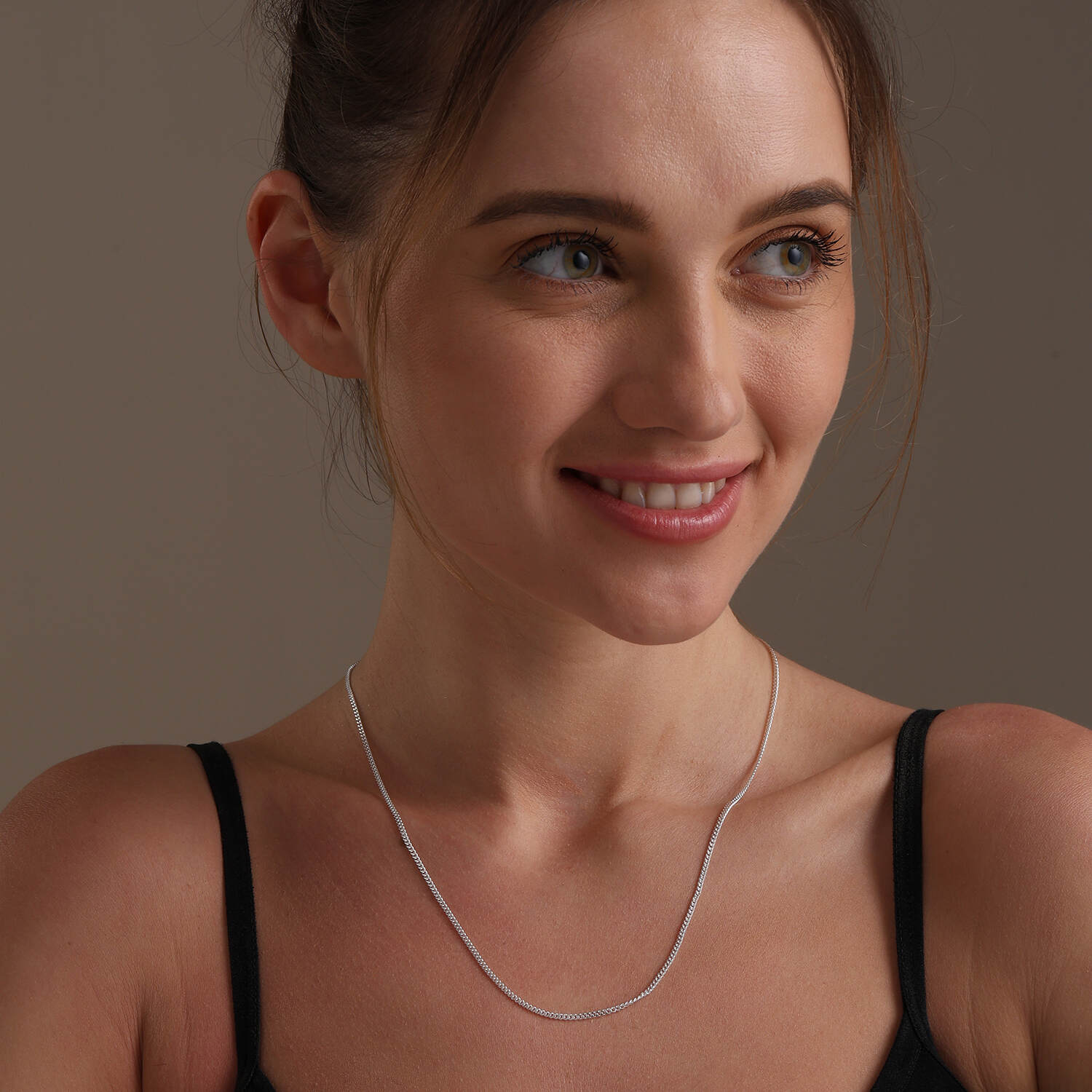 925 Sterling Silver Italian Adjustable Curb Chain Necklace for Women 61 CM