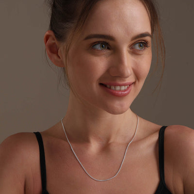 925 Sterling Silver Italian Adjustable Curb Chain Necklace for Women 61 CM