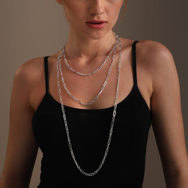 925 Sterling Silver Italian 0.46 CM Paperclip Link Chain Necklace for Women