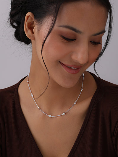 Italian CZ Station Cable Chain for Women