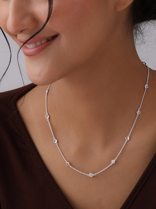 Italian CZ Station Cable Chain for Women