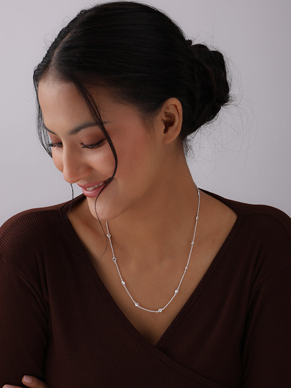 Italian CZ Station Cable Chain for Women