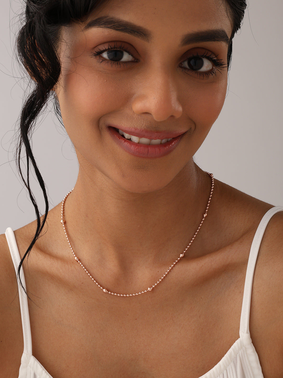 925 Sterling Silver Jewellery | 14K Rose Gold-Plated Luminosa Bead Necklace | acpl-ecom.myshopify.com