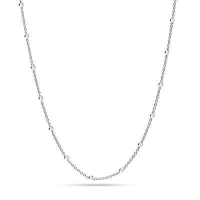 925 Sterling Silver Italian Ball Bead Station Chain Necklace for Women and Teen