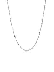 Italian Ball Bead Station 1.5mm Silver Chain for Women