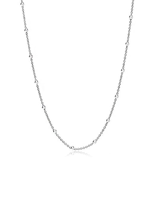 Italian Ball Bead Station 1.5mm Silver Chain for Women