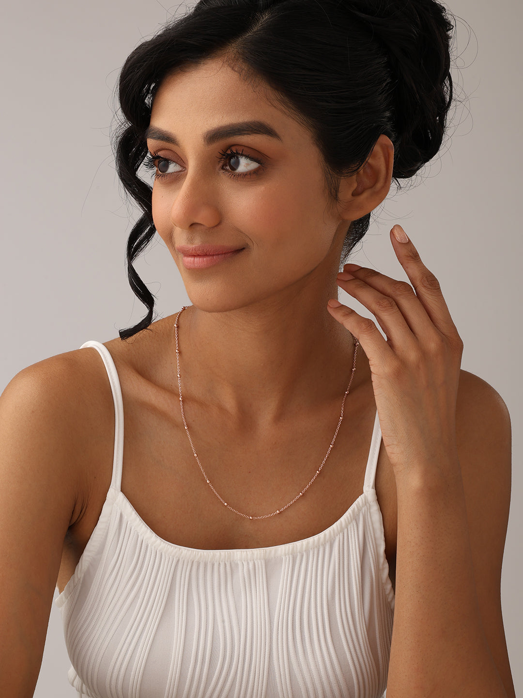 925 Sterling Silver Jewellery | 14K Rose Gold-Plated Luminosa Bead Necklace | acpl-ecom.myshopify.com