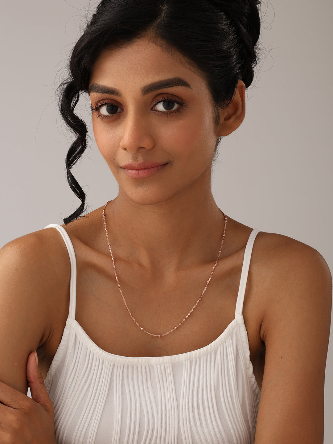 925 Sterling Silver Jewellery | 14K Rose Gold-Plated Luminosa Bead Necklace | acpl-ecom.myshopify.com