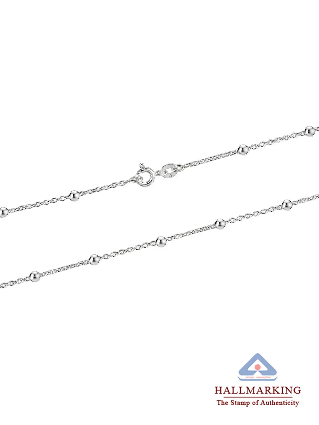 Italian Ball Bead Station 1.5mm Silver Chain for Women
