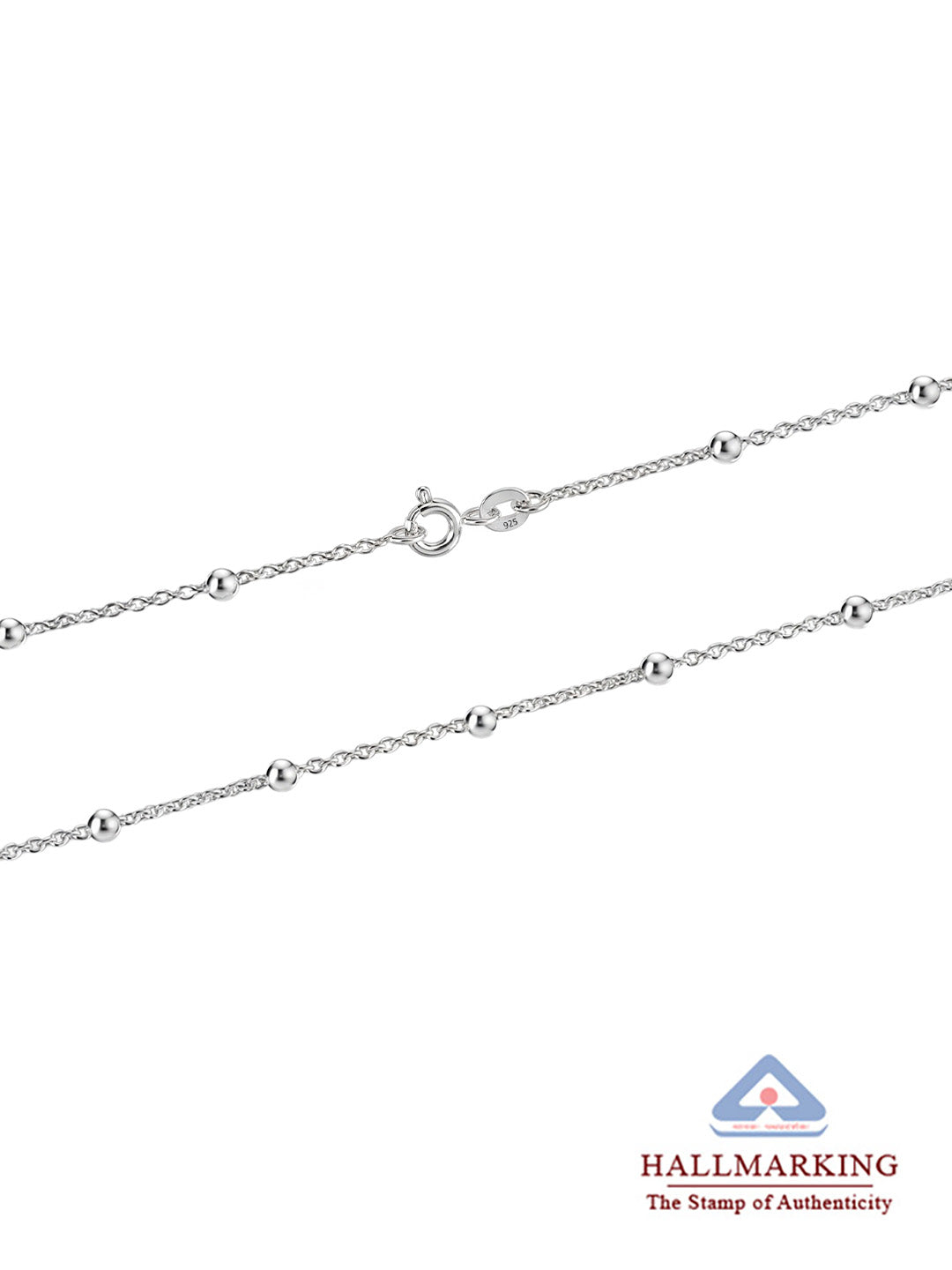 Italian Ball Bead Station Silver Chain for Women - Gift For Sister
