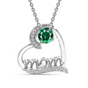 925 Sterling Silver Mom Love Heart Birthstone Pendant Necklace for Women