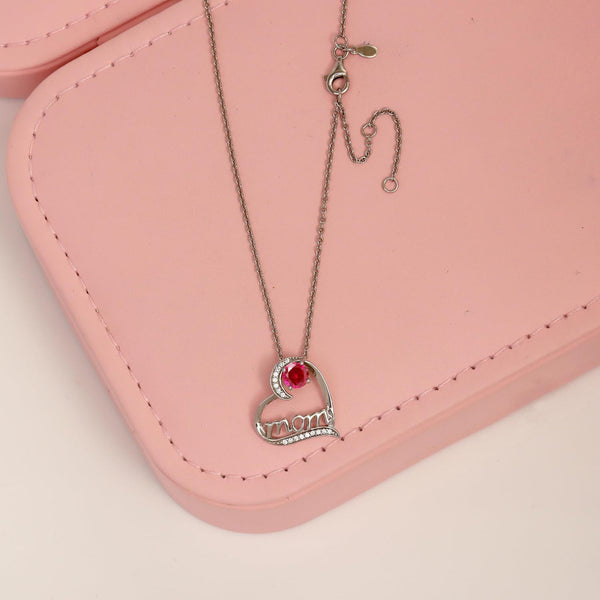 925 Sterling Silver Mom Love Heart Birthstone Pendant Necklace for Women