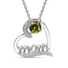 Valentine Gift 925 Sterling Silver Mom Love Heart Birthstone Pendant Necklace for Women