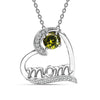 925 Sterling Silver Mom Love Heart Birthstone Pendant Necklace for Women