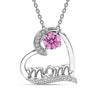 925 Sterling Silver Mom Love Heart Birthstone Pendant Necklace for Women
