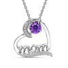 Valentine Gift 925 Sterling Silver Mom Love Heart Birthstone Pendant Necklace for Women