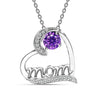 925 Sterling Silver Mom Love Heart Birthstone Pendant Necklace for Women