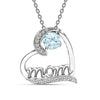 925 Sterling Silver Mom Love Heart Birthstone Pendant Necklace for Women