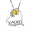 925 Sterling Silver Mom Love Heart Birthstone Pendant Necklace for Women