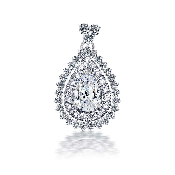 925 Sterling Silver Cubic Zirconia Brilliance Sparkling Pear Shape Pendant Necklace for Women