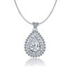 925 Sterling Silver Cubic Zirconia Brilliance Sparkling Pear Shape Pendant Necklace for Women