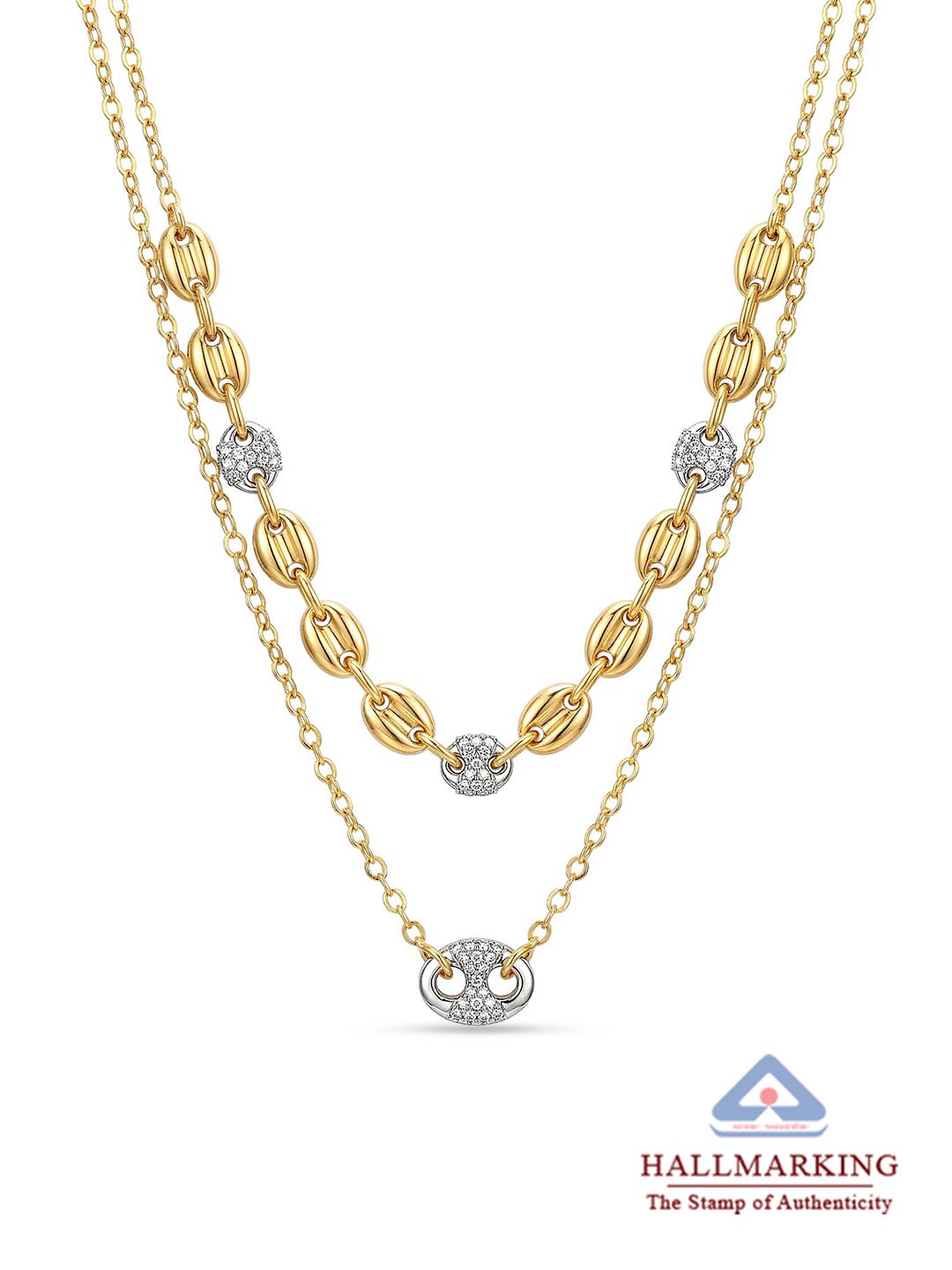 CZ Accent Layered Gold Necklace