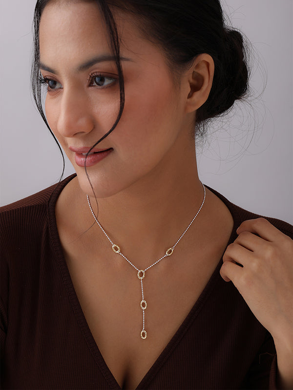 Dual Harmony Two-Tone Layered Oval Link Necklace