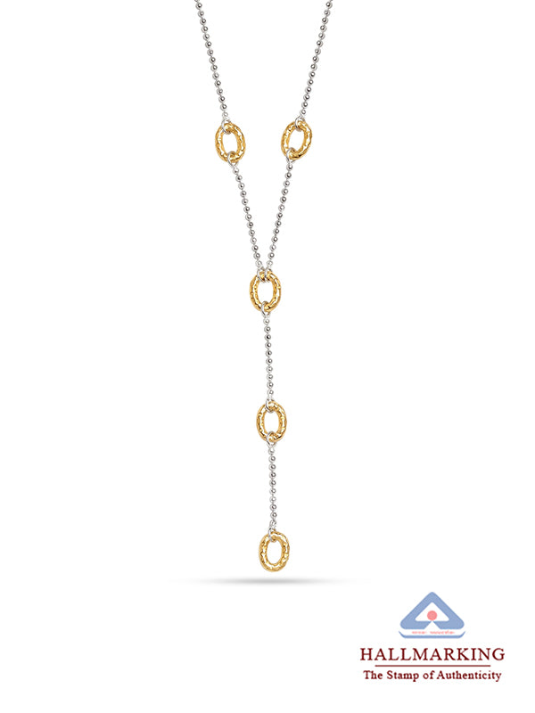 Dual Harmony Two-Tone Layered Oval Link Necklace