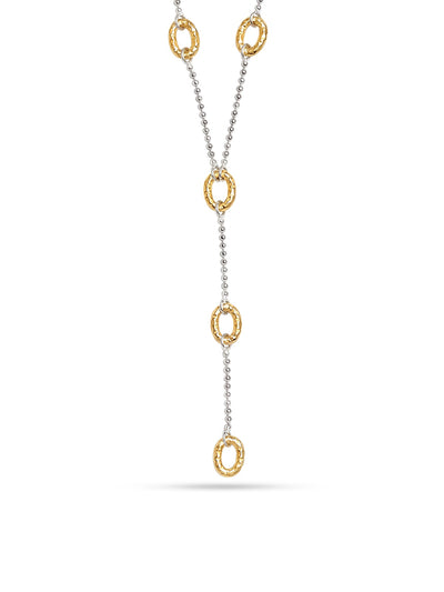 Dual Harmony Two-Tone Layered Oval Link Necklace