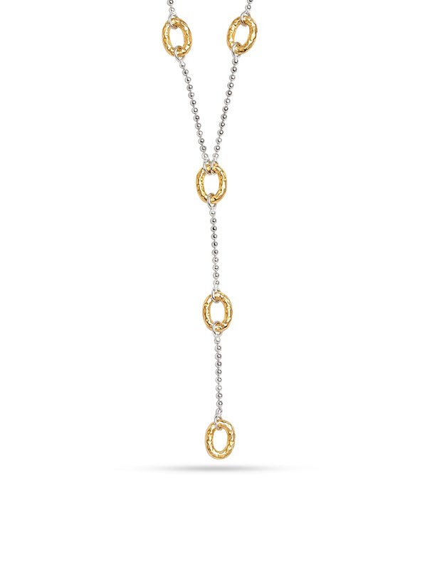 Dual Harmony Two-Tone Layered Oval Link Necklace